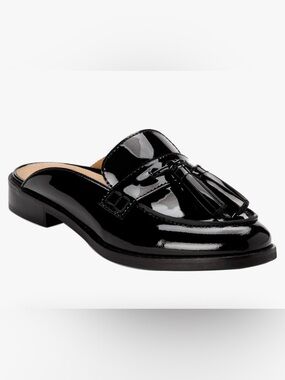 Vionic Black Patent Tassel Loafer Mule